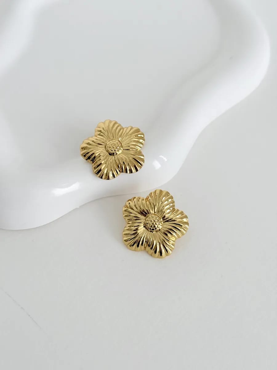 Sunflower studs stainless steel