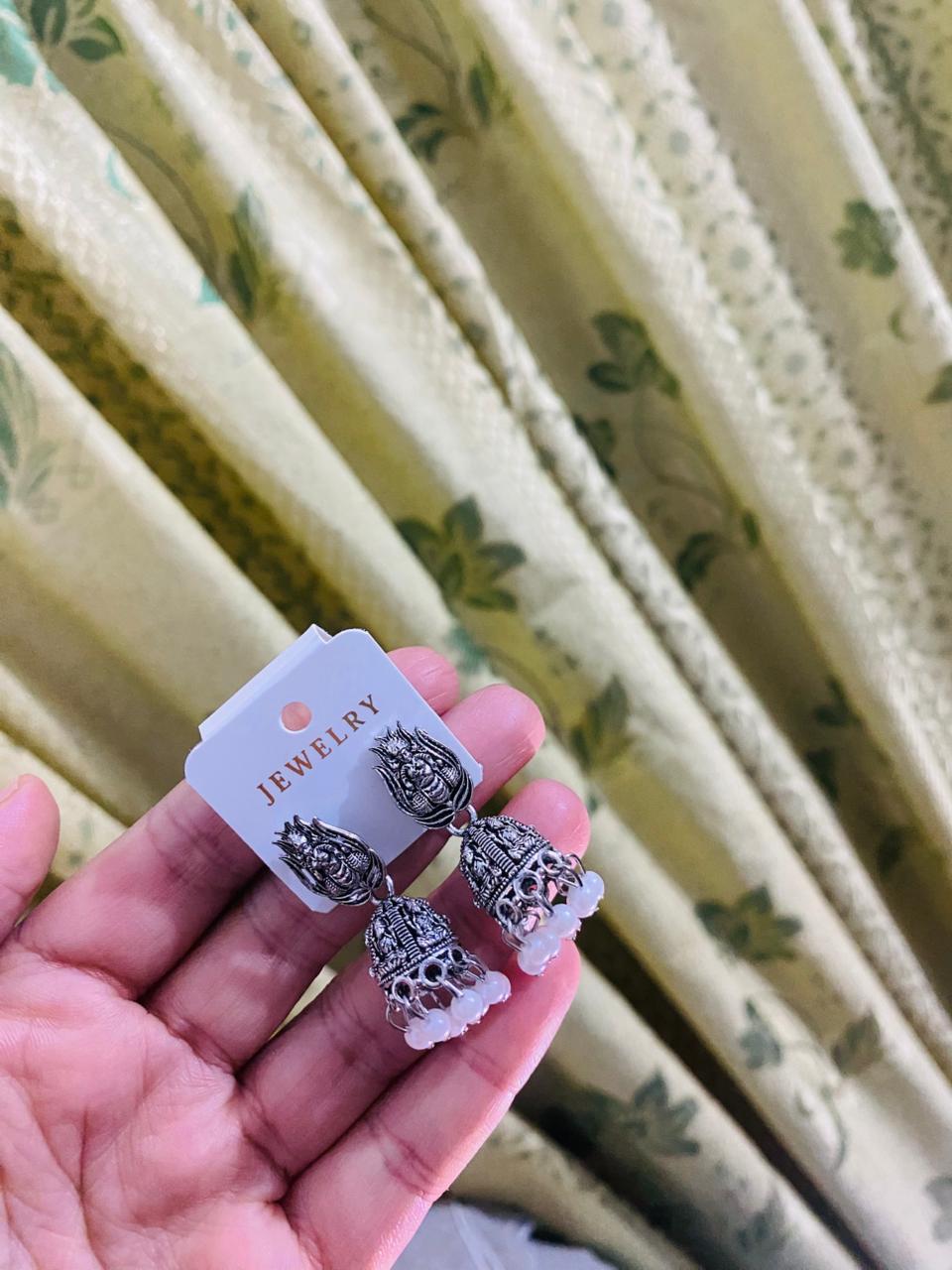 Antique oxidized jhumka earing