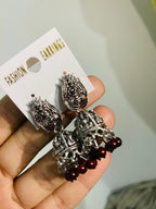 Antique oxidized jhumka earing in brown