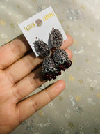 Antique oxidized jhumka earing in brown