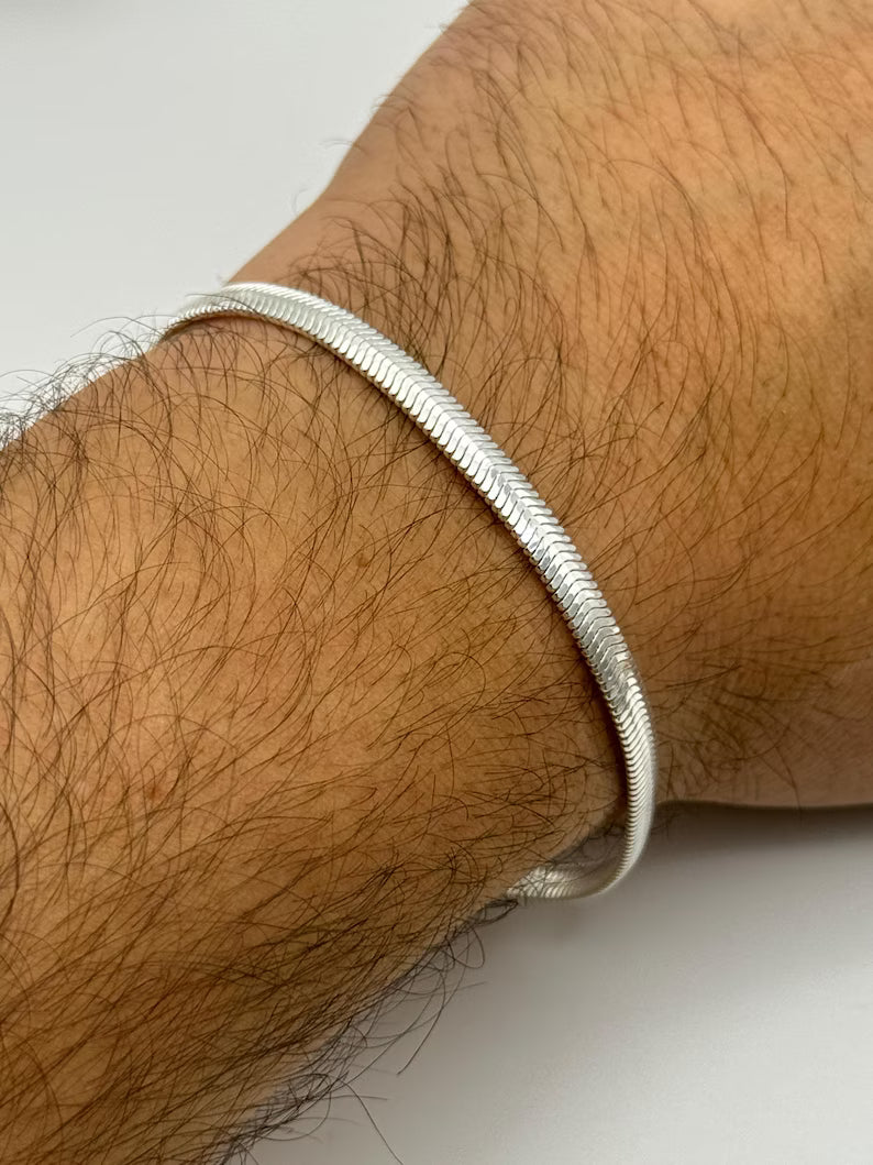 Unisex Sterling Silver Snake chain Bracelet