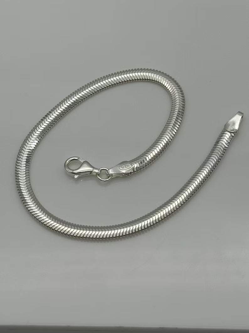 Unisex Sterling Silver Snake chain Bracelet