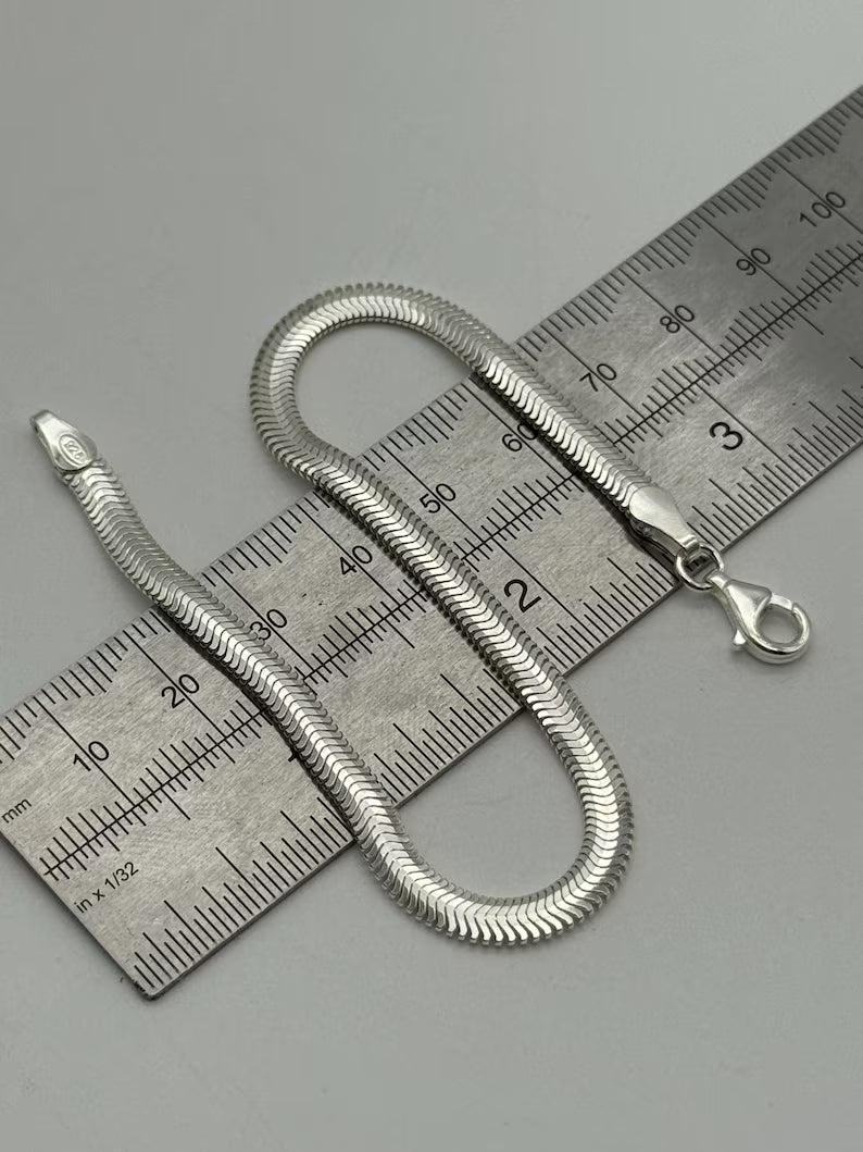Unisex Sterling Silver Snake chain Bracelet